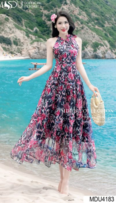 FLORAL HAVEN – SUMMER DREAM HALTER DRESS | MDU4183