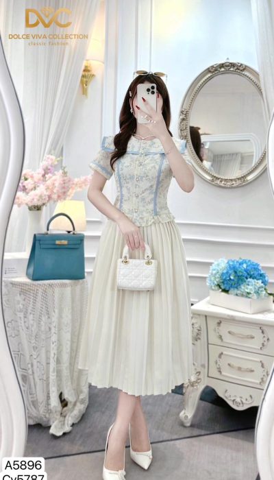 BLEU CÉLESTE – WHIMSICAL GRACE IN EVERY STITCH | A5896 - CV5787