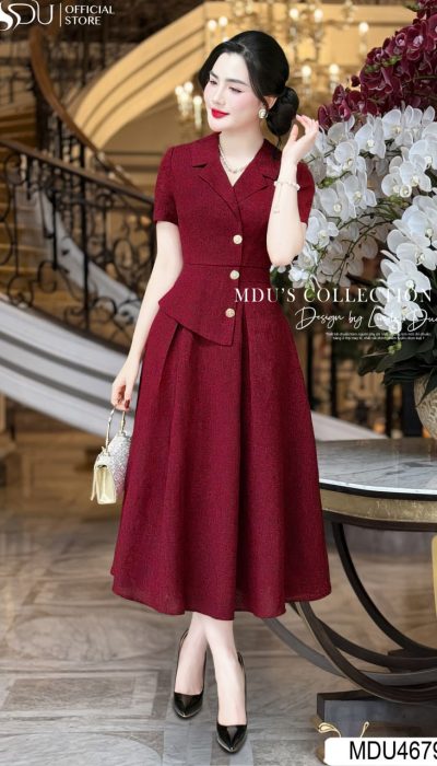 ÉLÉGANCE ROYALE – TIMELESS BURGUNDY WITH GOLD DETAILS | MDU4679
