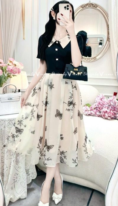 NOIR PAPILLON – ELEGANT CONTRAST AND WHIMSICAL CHARM | V5792