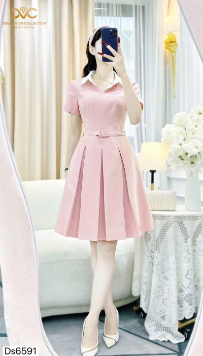 ✨ MODERN GRACE – CLASSIC KOREAN CROSS-WEAVE DRESS | DS6591