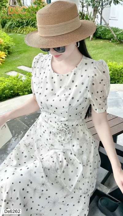 ✨ BLOOMING GRACE – POLKA DOT DANDELION TIERED DRESS | DS6262