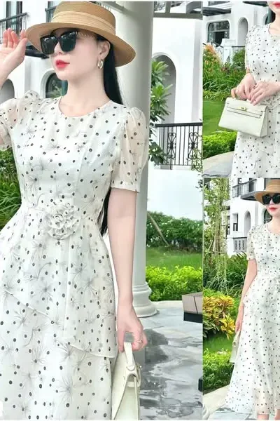 ✨ BLOOMING GRACE – POLKA DOT DANDELION TIERED DRESS | DS6262