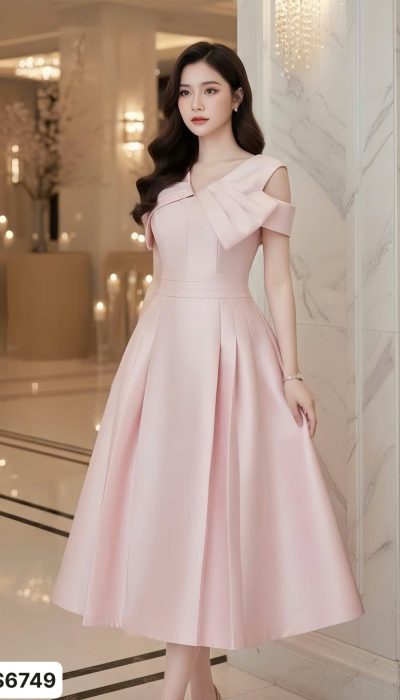 ✨ PASTEL GRACE – RADIANT BOW FLAIR DRESS | DS6749