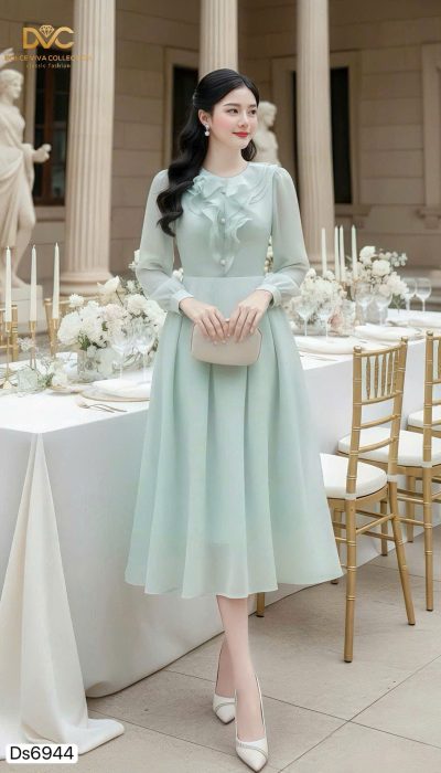 ✨ LUMIÈRE WHISPER – SOFT CHIFFON DAY DRESS | DS6944