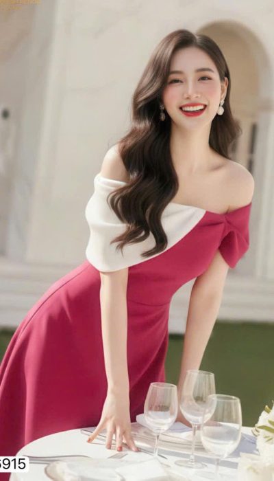 💋 FUCHSIA ALLURE – OFF-SHOULDER ELEGANCE | DS6915