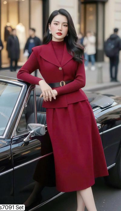 DS7091 – Crimson Power Suit Elegance ✨🔥