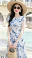 The Azure Floral Silk Dreamscape Gown - DS7804