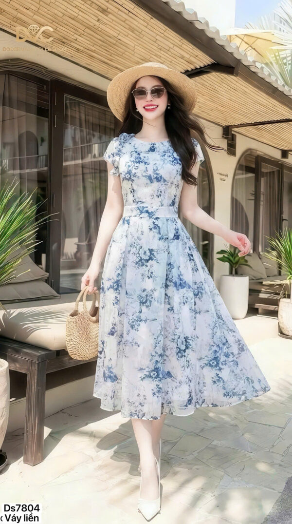 The Azure Floral Silk Dreamscape Gown - DS7804