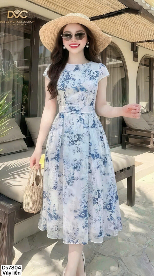 The Azure Floral Silk Dreamscape Gown - DS7804