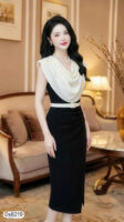 The Midnight Elegance Contrast Gown - DS8219
