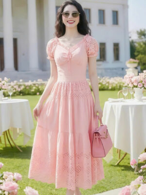 Product Name The Ethereal Embroidered Cotton Eyelet Symphony Gown - DS8287
