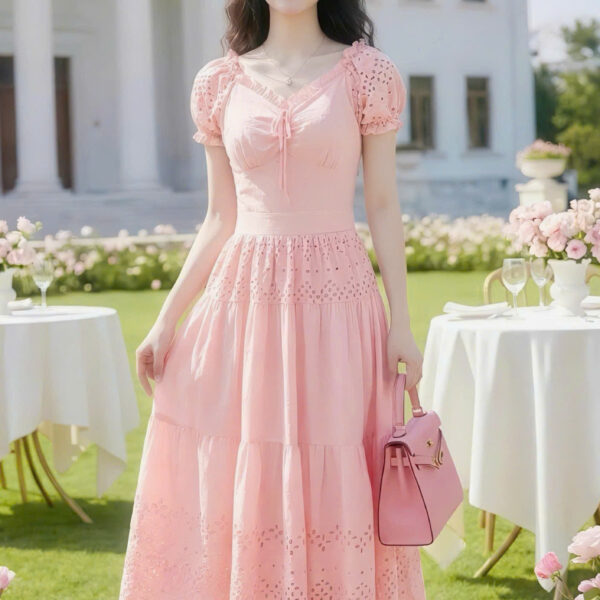 Product Name The Ethereal Embroidered Cotton Eyelet Symphony Gown - DS8287