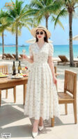 The Vintage Floral Embroidered Boil Dress - DS5998