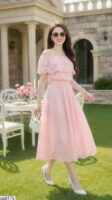 The Rosalind Off-Shoulder Eyelet Midi Dress - ds8175