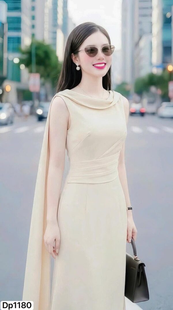 The Ethereal Column Gown in Creamy Taupe - DP1180