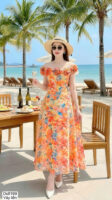 The Golden Sunset Silk Elegance Gown - DS8199