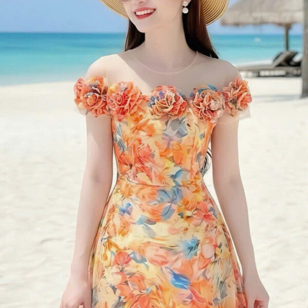 The Golden Sunset Silk Elegance Gown - DS8199